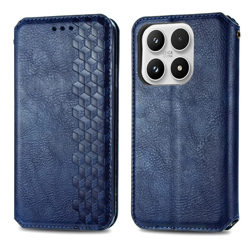 For Xiaomi 17 Case Rhombus Imprint PU Leather Wallet Phone Cover - Blue