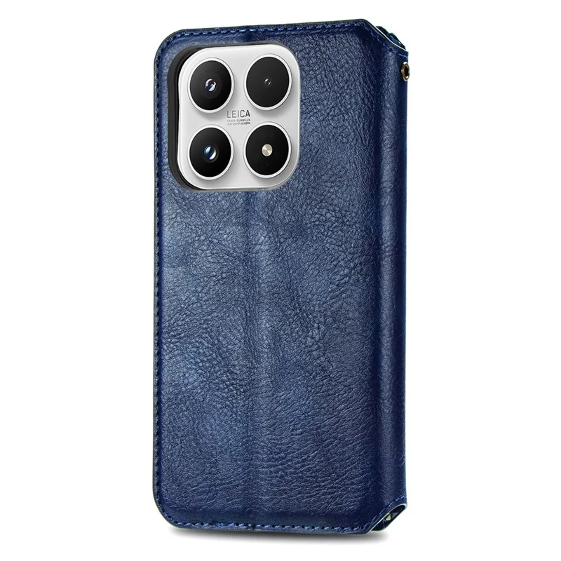 For Xiaomi 17 Case Rhombus Imprint PU Leather Wallet Phone Cover - Blue