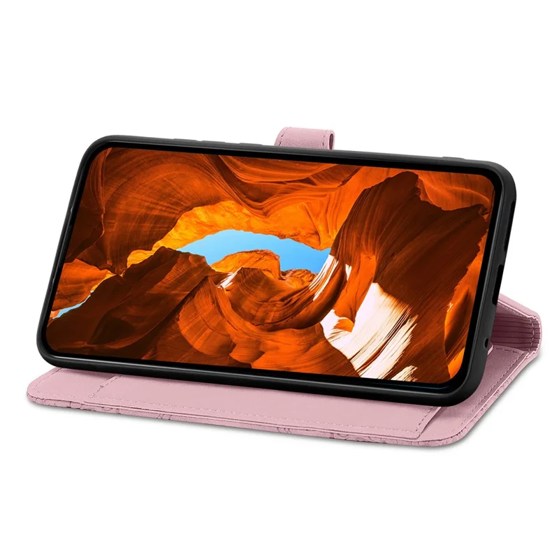 For Xiaomi Redmi Note 15 Pro 4G (Global) Zipper Wallet Case with Strap Flower Imprint PU Leather Phone Cover - Pink