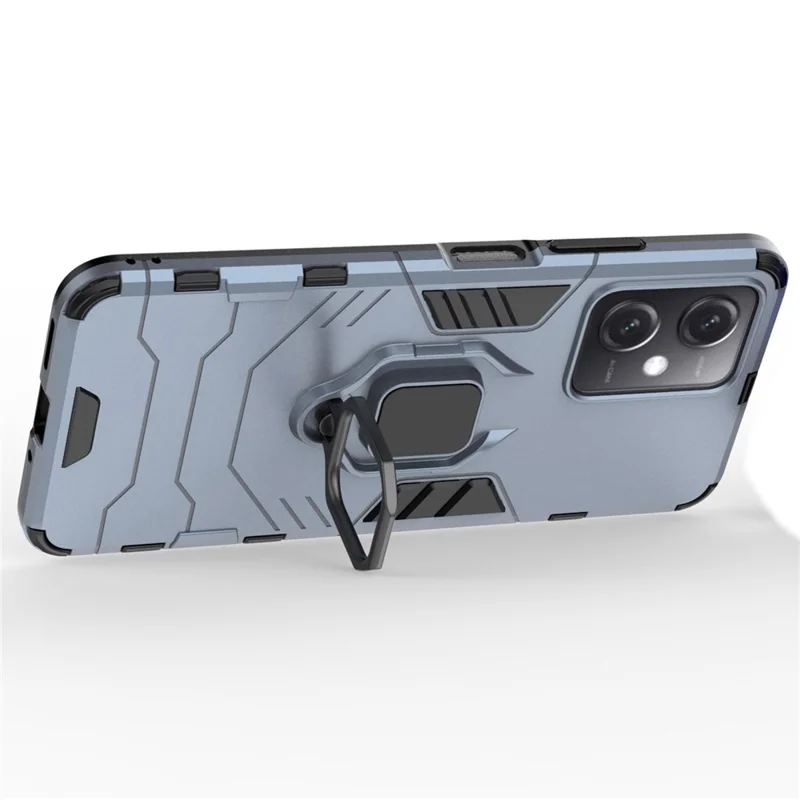 For Xiaomi Redmi Note 12 5G (Global) / (India) / (China) / Poco X5 5G Ring Holder Kickstand Phone Case Fall Resistant Hard PC+Soft TPU Hybrid Cover - Blue