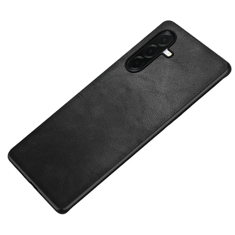 For Samsung Galaxy A57 5G Case Retro Leather Coated PC + TPU Phone Cover - Black