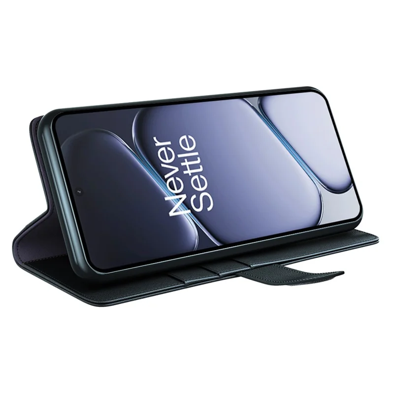 For OnePlus Ace 6 5G Case Genuine Split Leather Phone Cover with Wallet Stand - Black