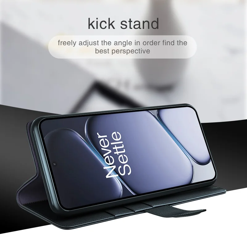 For OnePlus Ace 6 5G Case Genuine Split Leather Phone Cover with Wallet Stand - Black