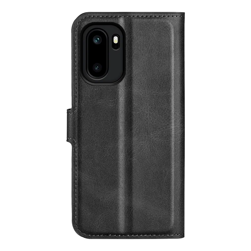 For OnePlus Ace 6 5G Stand Case Anti-Scratch Calf Texture Leather Phone Cover - Black