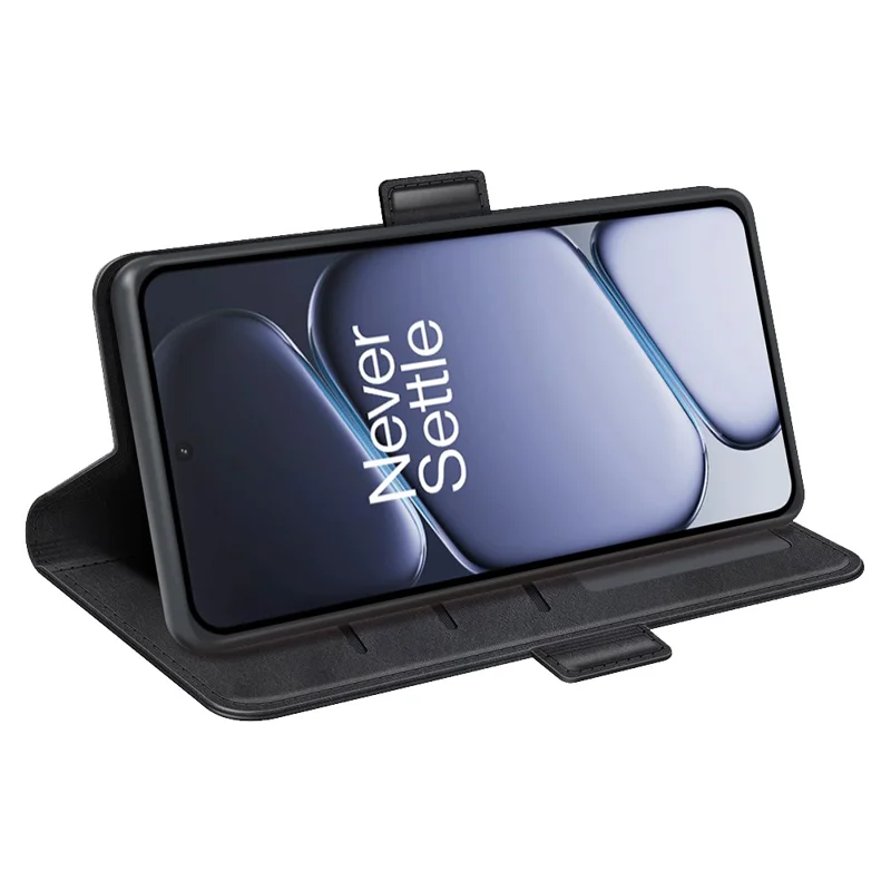 For OnePlus Ace 6 5G Case Calf Texture Leather Wallet Phone Cover - Black