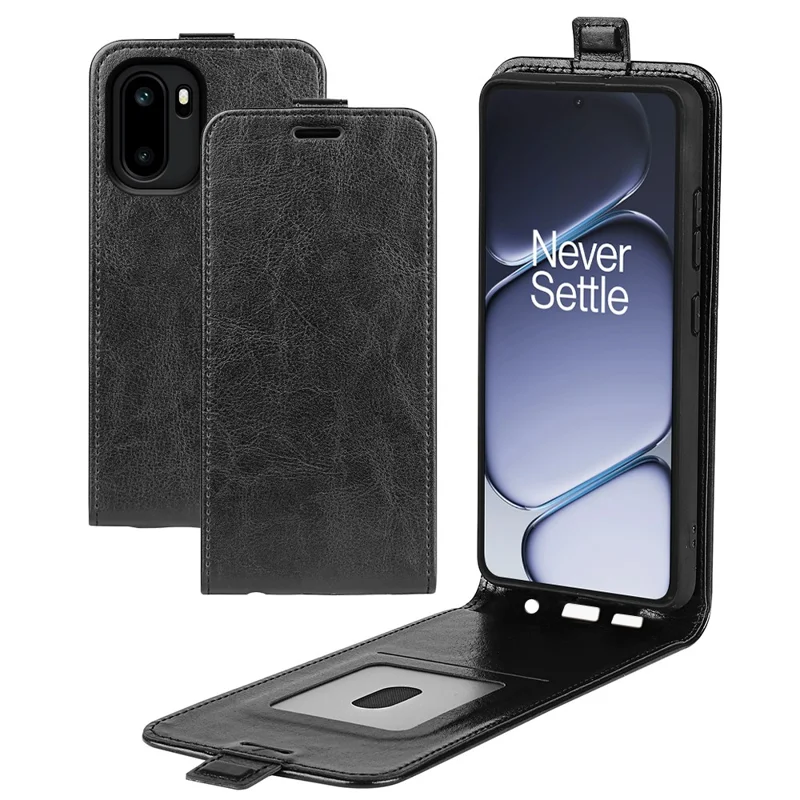 For OnePlus Ace 6 5G Case with Card Slots Vertical Flip Leather Phone Cover - Black