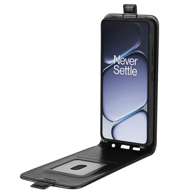 For OnePlus Ace 6 5G Case with Card Slots Vertical Flip Leather Phone Cover - Black