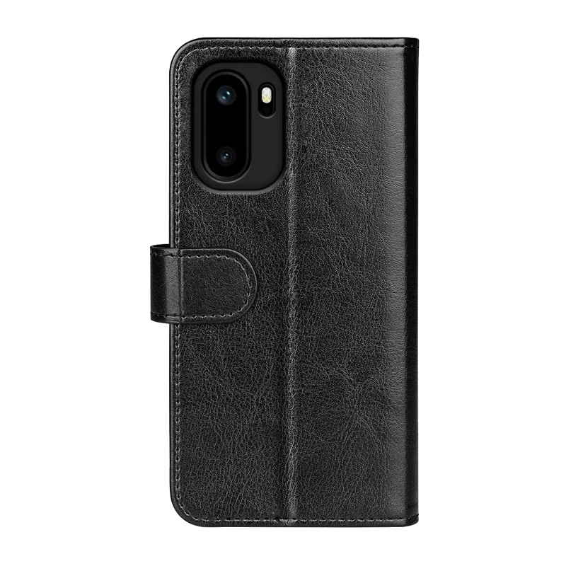 For OnePlus Ace 6 5G Case Crazy Horse Texture Stand Leather Phone Cover - Black