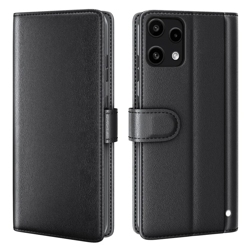 For Nothing Phone (3a) Lite 5G Case Genuine Split Leather Phone Cover with Wallet Stand - Black