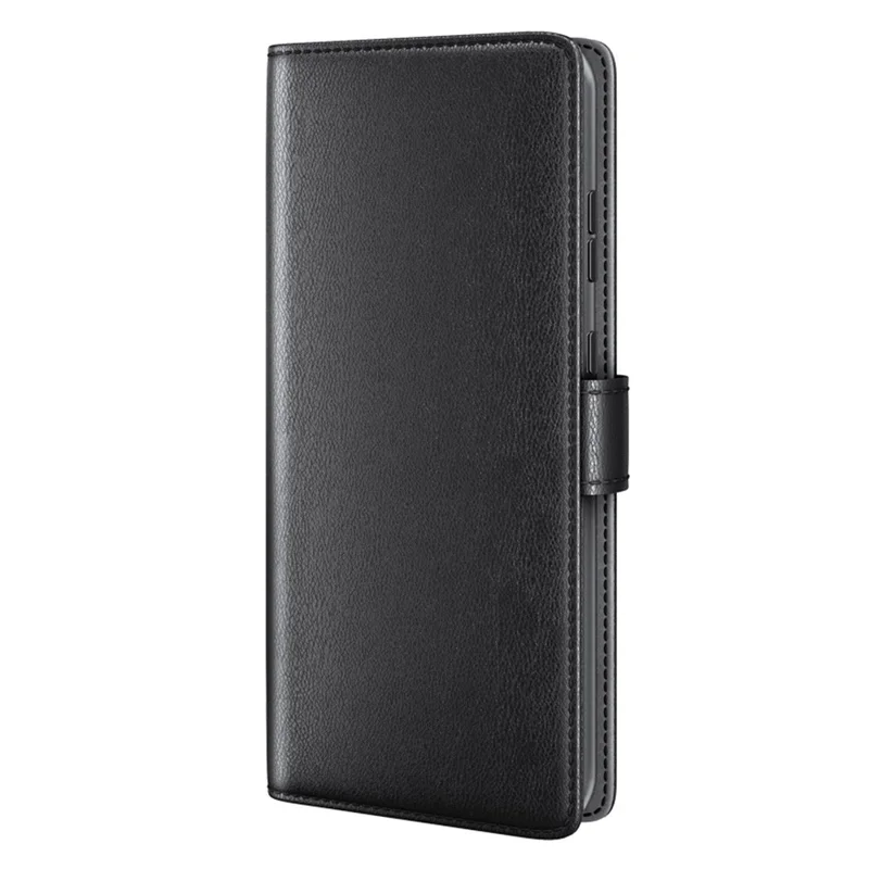 For Nothing Phone (3a) Lite 5G Case Genuine Split Leather Phone Cover with Wallet Stand - Black