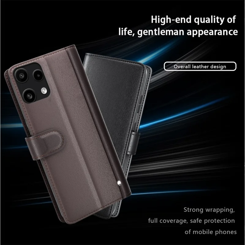 For Nothing Phone (3a) Lite 5G Case Genuine Split Leather Phone Cover with Wallet Stand - Black