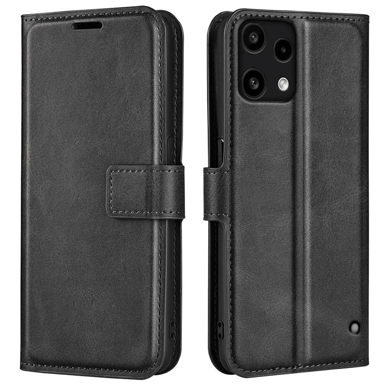 For Nothing Phone (3a) Lite 5G Stand Case Anti-Scratch Calf Texture Leather Phone Cover - Black