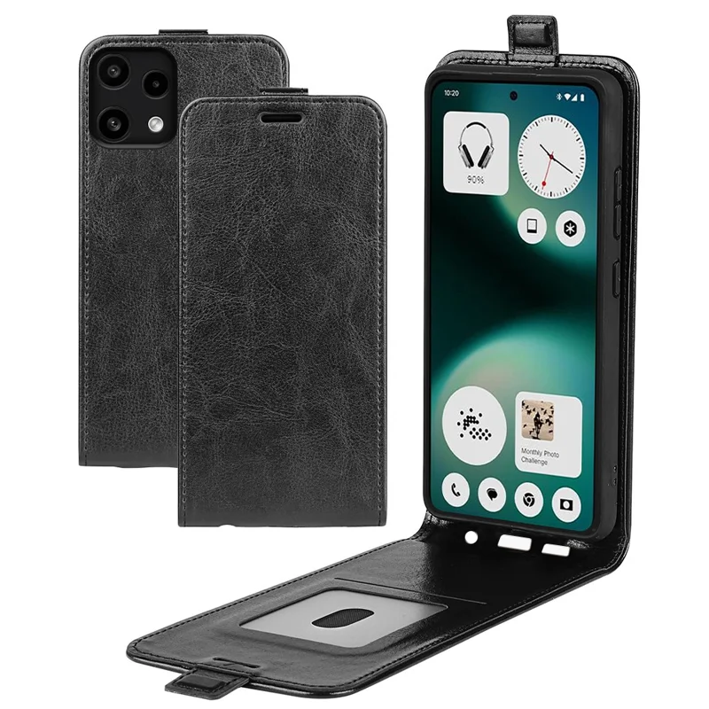 For Nothing Phone (3a) Lite 5G Case with Card Slots Vertical Flip Leather Phone Cover - Black