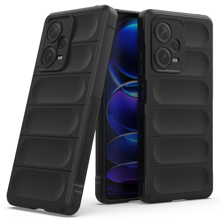 For Xiaomi Redmi Note 12 Pro+ 5G Soft TPU Impact-Resistant Case Rugged Back Anti-Slip Phone Cover - Black