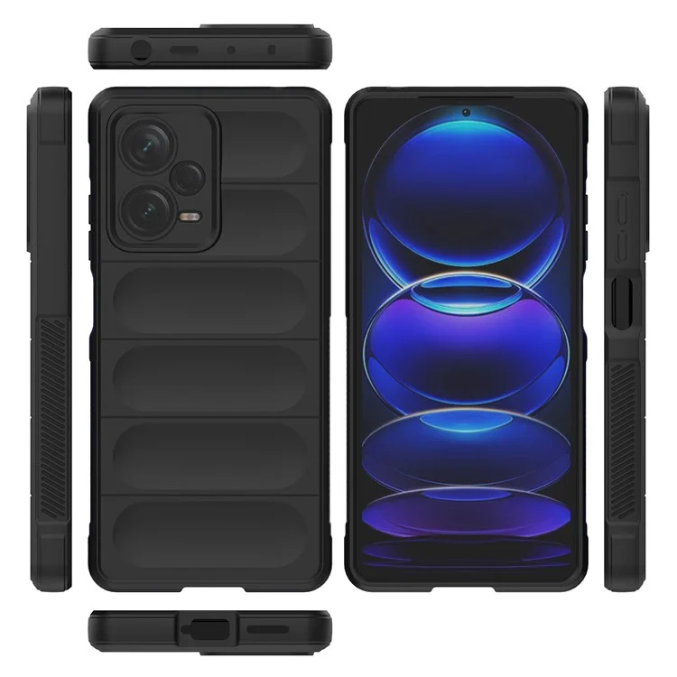 For Xiaomi Redmi Note 12 Pro+ 5G Soft TPU Impact-Resistant Case Rugged Back Anti-Slip Phone Cover - Black