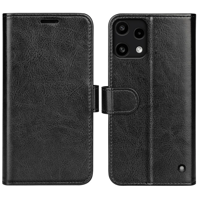 For Nothing Phone (3a) Lite 5G Case Crazy Horse Texture Stand Leather Phone Cover - Black
