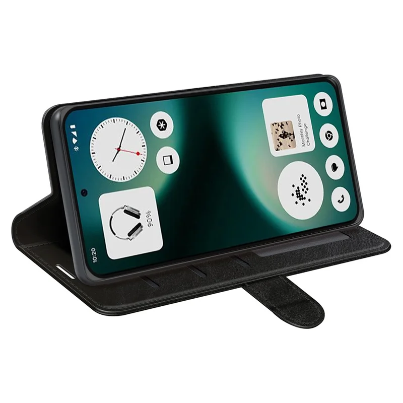 For Nothing Phone (3a) Lite 5G Case Crazy Horse Texture Stand Leather Phone Cover - Black