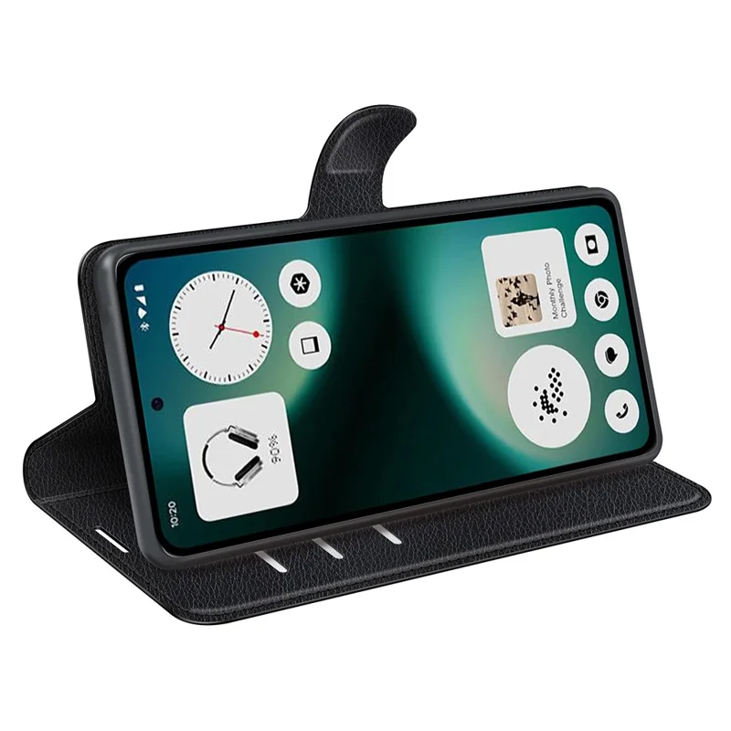 For Nothing Phone (3a) Lite 5G Case Wallet Stand Litchi Texture Shockproof Leather Phone Cover - Black