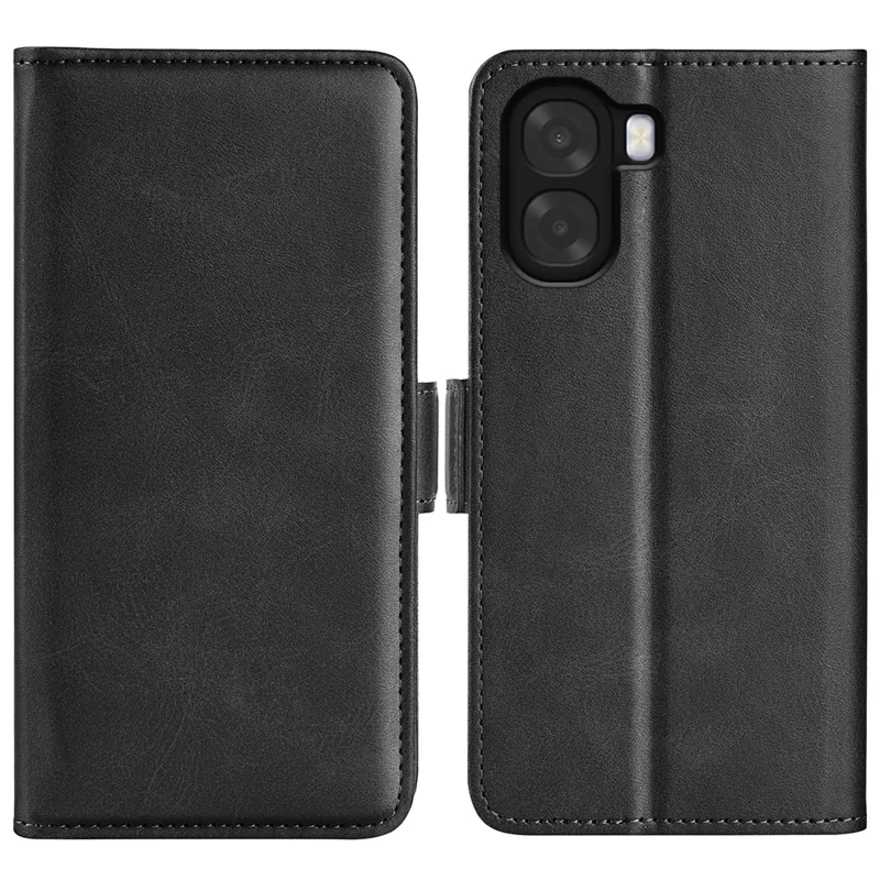 For Oppo A6x 4G / A6x 5G Case Calf Texture Leather Wallet Phone Cover - Black