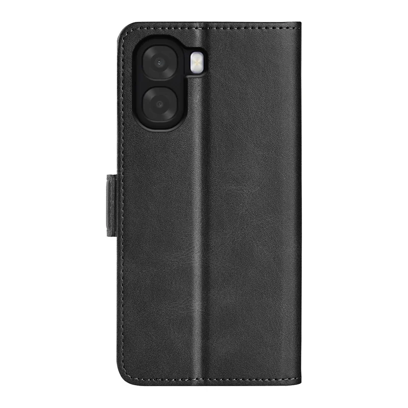 For Oppo A6x 4G / A6x 5G Case Calf Texture Leather Wallet Phone Cover - Black