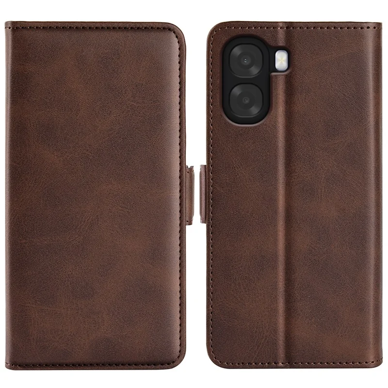 For Oppo A6x 4G / A6x 5G Case Calf Texture Leather Wallet Phone Cover - Brown