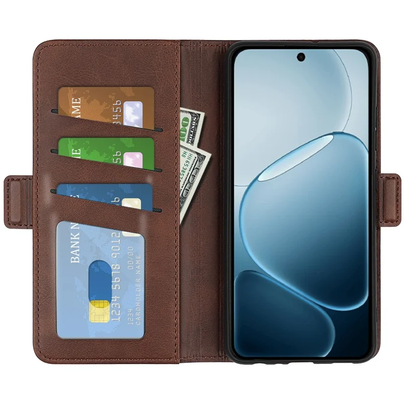 For Oppo A6x 4G / A6x 5G Case Calf Texture Leather Wallet Phone Cover - Brown