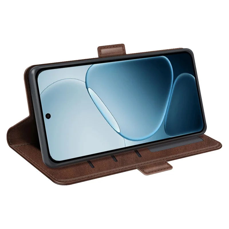 For Oppo A6x 4G / A6x 5G Case Calf Texture Leather Wallet Phone Cover - Brown