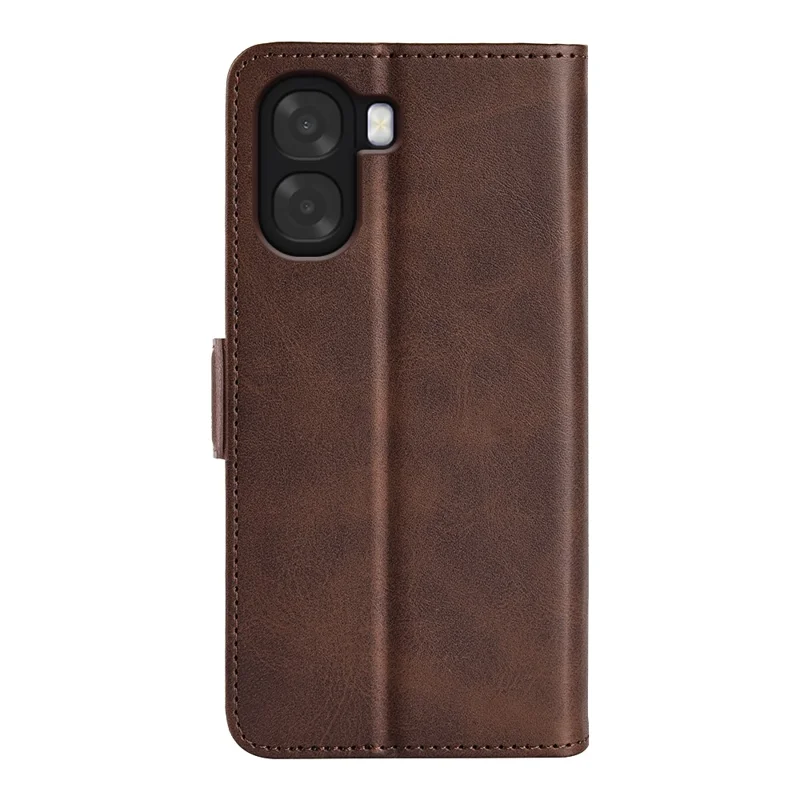 For Oppo A6x 4G / A6x 5G Case Calf Texture Leather Wallet Phone Cover - Brown