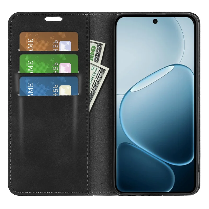 For Oppo A6x 4G / A6x 5G Case Skin Touch Leather Wallet Phone Cover - Black