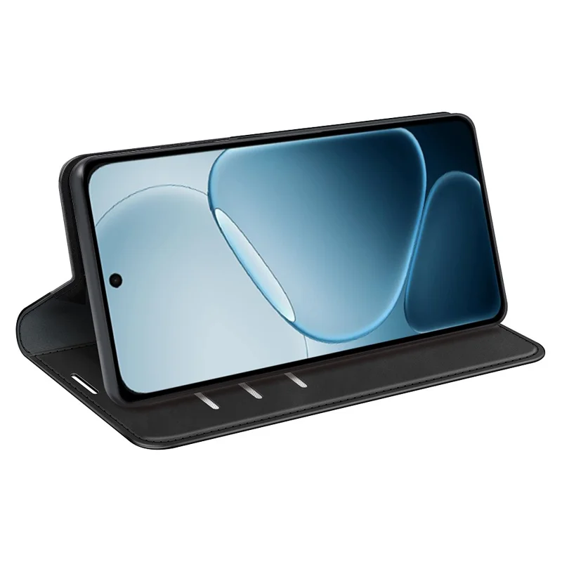 For Oppo A6x 4G / A6x 5G Case Skin Touch Leather Wallet Phone Cover - Black