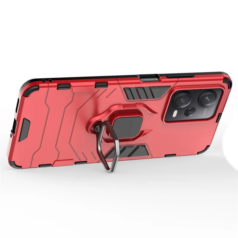 For Xiaomi Redmi Note 12 Pro 5G / Note 12 Pro Speed 5G / Poco X5 Pro 5G Ring Kickstand Phone Drop-proof Case PC+TPU Protective Back Cover - Red