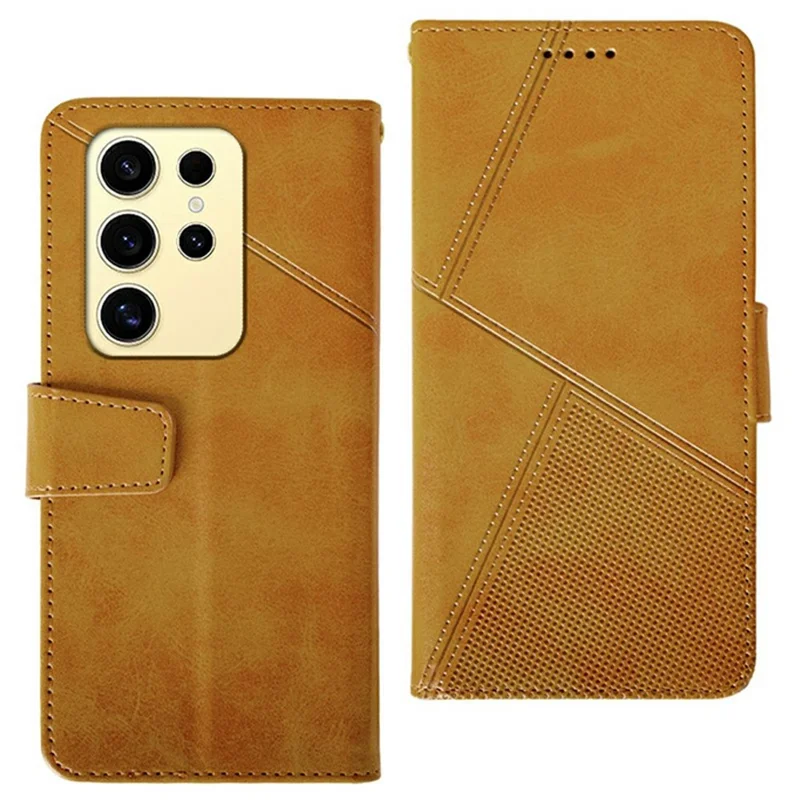 IDEWEI For Samsung Galaxy S26 Ultra Case Leather Wallet Phone Cover Stand Calf Texture - Brown