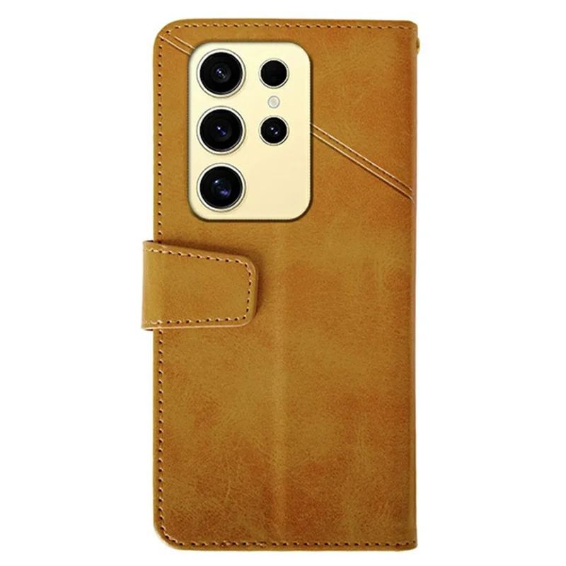 IDEWEI For Samsung Galaxy S26 Ultra Case Leather Wallet Phone Cover Stand Calf Texture - Brown