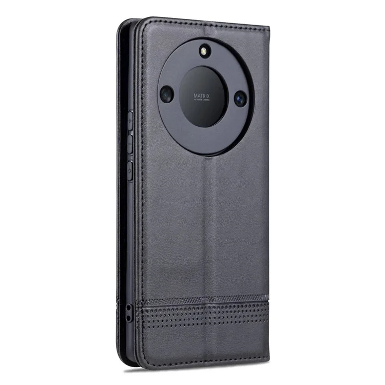 AZNS For Honor X40 5G Cuero de Vaca Textura Soporte Funda para Teléfono Caso PU Cuero Magnético Auto-absorbido Folio Flip Cartera Cubierta - Negro