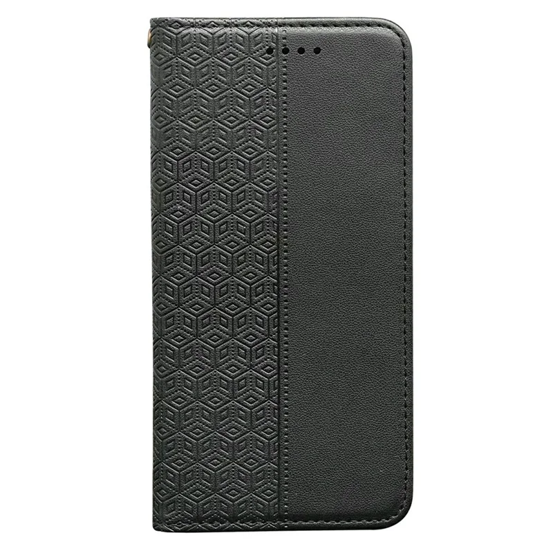 For Samsung Galaxy S26+ Wallet Phone Case Checkered Pattern Imprint Leather Flip Cover with Wrist Strap - Black