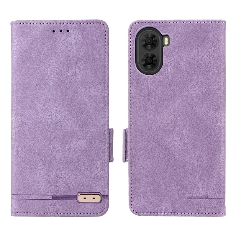For ZTE nubia S2 Phone Case Leather Wallet Flip Phone Cover with Hardware Decor - Purple