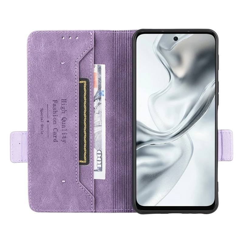 For ZTE nubia S2 Phone Case Leather Wallet Flip Phone Cover with Hardware Decor - Purple