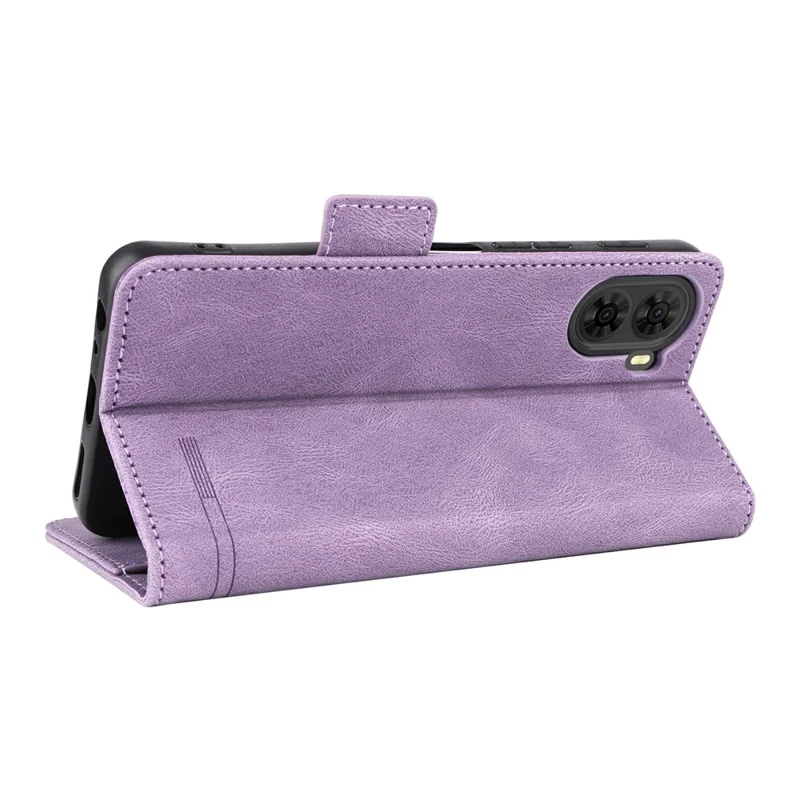 For ZTE nubia S2 Phone Case Leather Wallet Flip Phone Cover with Hardware Decor - Purple