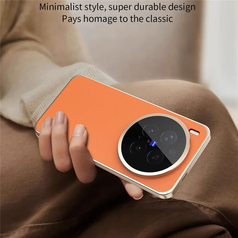 For vivo X300 Pro 5G Case Magnetic Frame Front Tempered Glass Leather PC Back Phone Cover - Orange