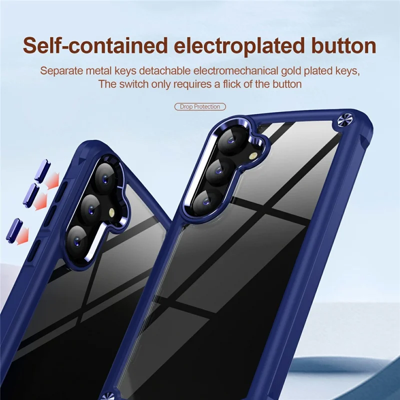 For Samsung Galaxy S26  /  S26 Pro Case Anti-Drop Alloy Lens Frame PC + TPU Phone Cover - Blue