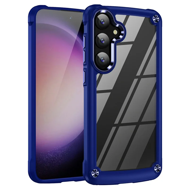 For Samsung Galaxy S26+ Case Anti-Drop Alloy Lens Frame PC + TPU Phone Cover - Blue