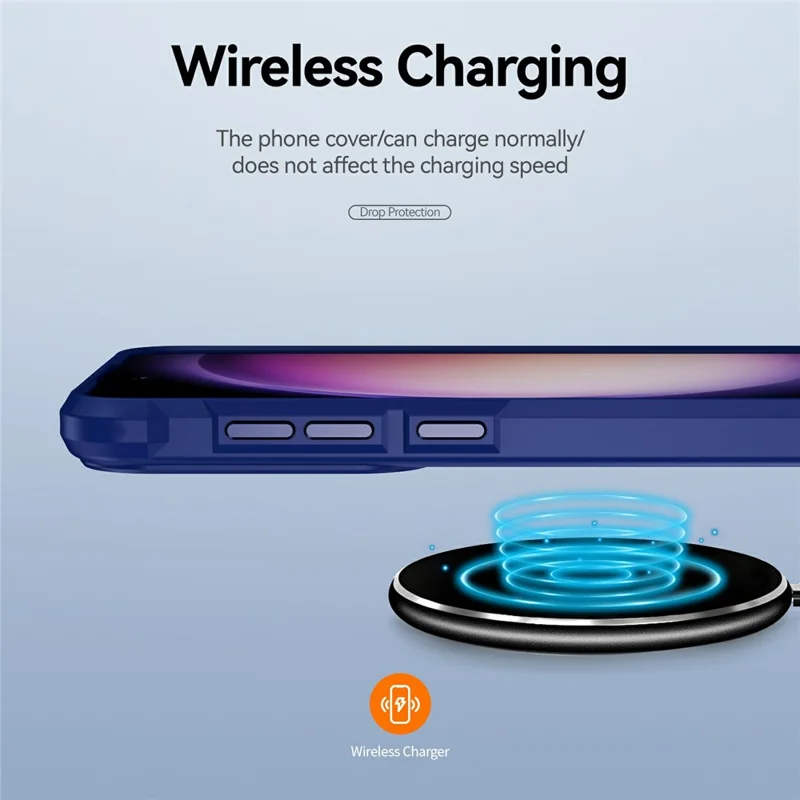 For Samsung Galaxy S26+ Case Anti-Drop Alloy Lens Frame PC + TPU Phone Cover - Blue