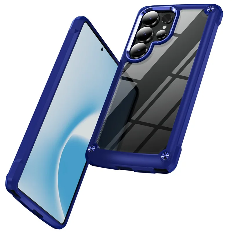 For Samsung Galaxy S26 Ultra Case Anti-Drop Alloy Lens Frame PC + TPU Phone Cover - Blue