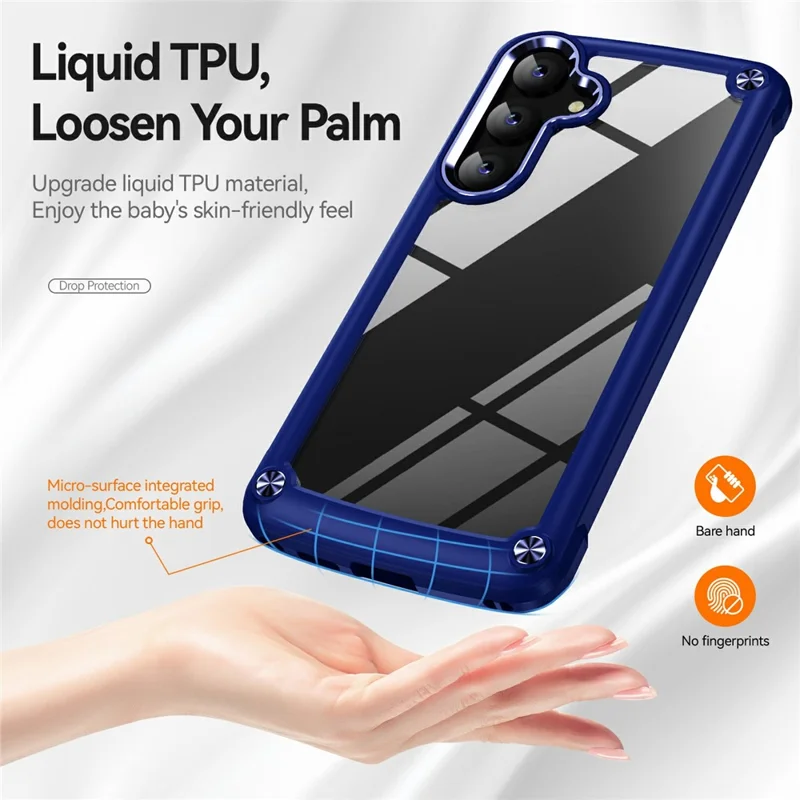 For Samsung Galaxy A57 5G Case Anti-Drop Alloy Lens Frame PC + TPU Phone Cover - Blue