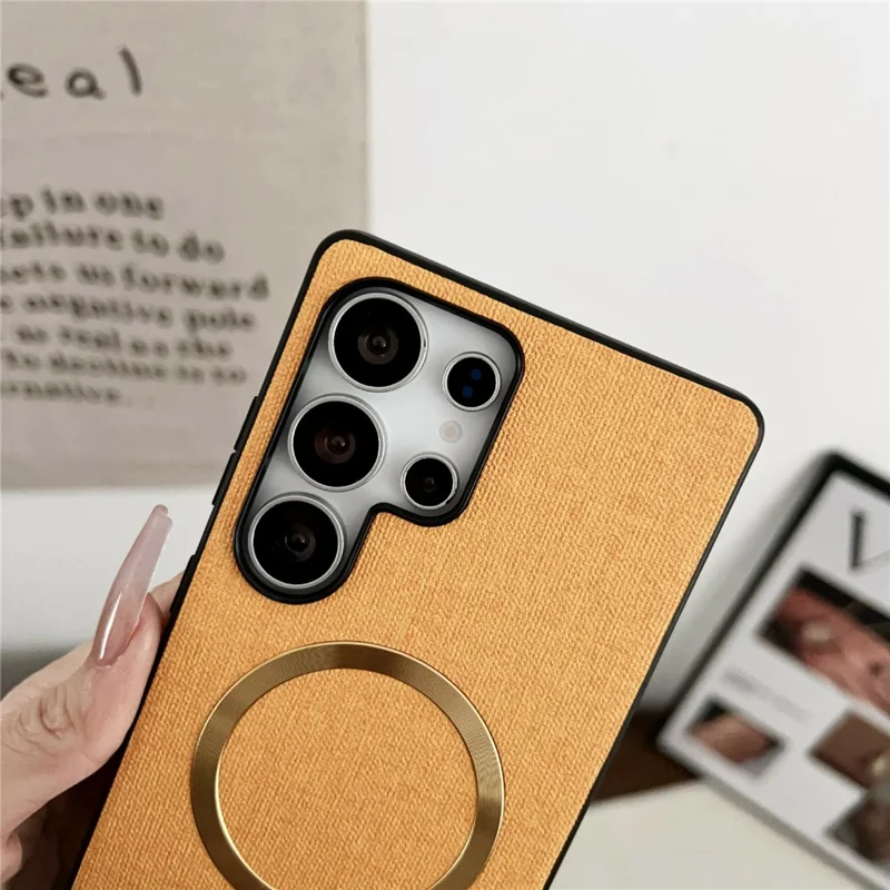 For Samsung Galaxy S26 Ultra Magnetic Case Drop-Proof TPU + Cloth Back Phone Cover - Purple