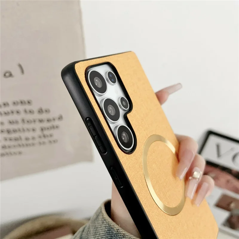 For Samsung Galaxy S26 Ultra Magnetic Case Drop-Proof TPU + Cloth Back Phone Cover - Purple