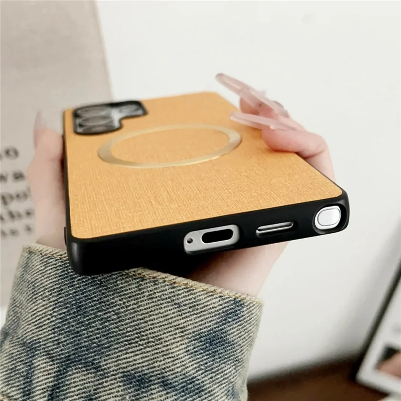 For Samsung Galaxy S26 Ultra Magnetic Case Drop-Proof TPU + Cloth Back Phone Cover - Purple