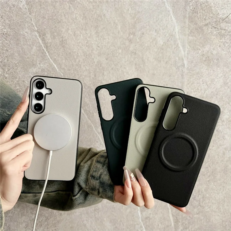 For Samsung Galaxy A17 4G / A17 5G Magnetic Case PU Leather + TPU Phone Back Cover - White