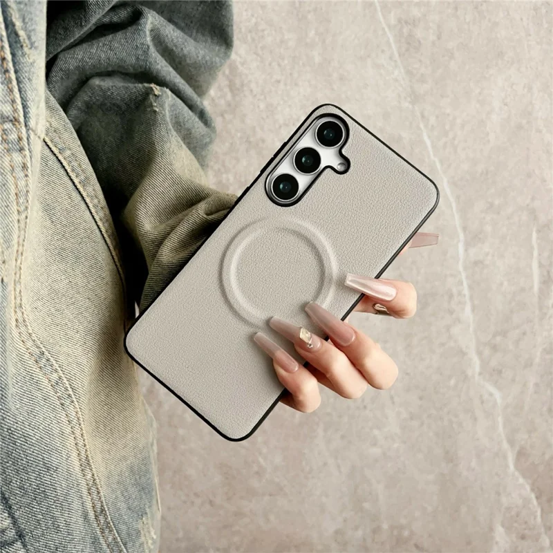 For Samsung Galaxy A17 4G / A17 5G Magnetic Case PU Leather + TPU Phone Back Cover - White