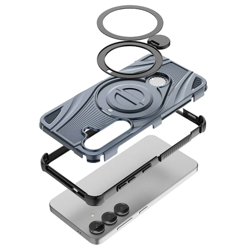 For Samsung Galaxy S26+ Magnetic Case Rotating Kickstand TPU PC Shockproof Phone Back Cover - Green